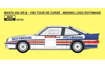 Decal – Opel Manta 400 Gr.B - 1983 "Rothmans" logo 1/43